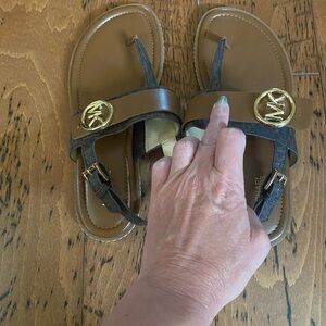 Michael Kors Brown and Gold Women’s Sandals sz 8 NWOT